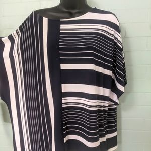 Chico's NWT size 2 easy wear blue and white knit top with stripes